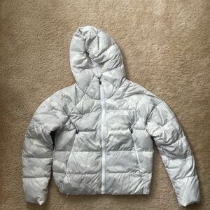 The North Face Gray and White Camo Jacket